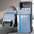 Funda Bumper Lujo Cuero y Plastico Mate Carcasa H04 para Samsung Galaxy Z Flip4 5G Azul