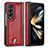 Funda Bumper Lujo Cuero y Plastico Mate Carcasa H05 para Samsung Galaxy Z Fold3 5G Rojo