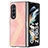 Funda Bumper Lujo Cuero y Plastico Mate Carcasa H07 para Samsung Galaxy Z Fold4 5G Oro Rosa