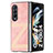 Funda Bumper Lujo Cuero y Plastico Mate Carcasa H08 para Samsung Galaxy Z Fold4 5G Oro Rosa