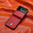 Funda Bumper Lujo Cuero y Plastico Mate Carcasa L08 para Samsung Galaxy Z Flip3 5G Rojo