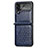 Funda Bumper Lujo Cuero y Plastico Mate Carcasa R02 para Samsung Galaxy Z Flip4 5G Azul