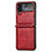 Funda Bumper Lujo Cuero y Plastico Mate Carcasa R02 para Samsung Galaxy Z Flip4 5G Rojo