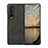 Funda Bumper Lujo Cuero y Plastico Mate Carcasa R02 para Samsung Galaxy Z Fold3 5G Negro