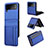 Funda Bumper Lujo Cuero y Plastico Mate Carcasa R03 para Samsung Galaxy Z Flip3 5G Azul