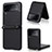 Funda Bumper Lujo Cuero y Plastico Mate Carcasa R04 para Samsung Galaxy Z Flip3 5G Negro