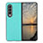 Funda Bumper Lujo Cuero y Plastico Mate Carcasa R04 para Samsung Galaxy Z Fold3 5G Cian