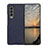 Funda Bumper Lujo Cuero y Plastico Mate Carcasa R05 para Samsung Galaxy Z Fold3 5G Azul