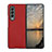 Funda Bumper Lujo Cuero y Plastico Mate Carcasa R05 para Samsung Galaxy Z Fold3 5G Rojo