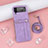 Funda Bumper Lujo Cuero y Plastico Mate Carcasa R06 para Samsung Galaxy Z Flip3 5G Morado