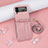 Funda Bumper Lujo Cuero y Plastico Mate Carcasa R06 para Samsung Galaxy Z Flip3 5G Oro Rosa