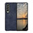Funda Bumper Lujo Cuero y Plastico Mate Carcasa R06 para Samsung Galaxy Z Fold3 5G Azul