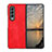Funda Bumper Lujo Cuero y Plastico Mate Carcasa R06 para Samsung Galaxy Z Fold3 5G Rojo