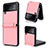 Funda Bumper Lujo Cuero y Plastico Mate Carcasa R08 para Samsung Galaxy Z Flip3 5G Oro Rosa