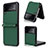 Funda Bumper Lujo Cuero y Plastico Mate Carcasa R08 para Samsung Galaxy Z Flip3 5G Verde