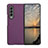 Funda Bumper Lujo Cuero y Plastico Mate Carcasa R08 para Samsung Galaxy Z Fold3 5G Morado