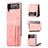 Funda Bumper Lujo Cuero y Plastico Mate Carcasa R09 para Samsung Galaxy Z Flip4 5G Oro Rosa