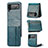 Funda Bumper Lujo Cuero y Plastico Mate Carcasa R09 para Samsung Galaxy Z Flip4 5G Verde