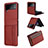 Funda Bumper Lujo Cuero y Plastico Mate Carcasa T01 para Samsung Galaxy Z Flip4 5G Marron