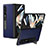 Funda Bumper Lujo Cuero y Plastico Mate Carcasa T01 para Samsung Galaxy Z Fold4 5G Azul
