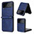 Funda Bumper Lujo Cuero y Plastico Mate Carcasa T02 para Samsung Galaxy Z Flip4 5G Azul
