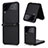 Funda Bumper Lujo Cuero y Plastico Mate Carcasa T02 para Samsung Galaxy Z Flip4 5G Negro