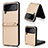 Funda Bumper Lujo Cuero y Plastico Mate Carcasa T05 para Samsung Galaxy Z Flip4 5G Oro