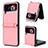 Funda Bumper Lujo Cuero y Plastico Mate Carcasa T07 para Samsung Galaxy Z Flip4 5G Oro Rosa