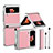 Funda Bumper Lujo Cuero y Plastico Mate Carcasa ZL4 para Samsung Galaxy Z Flip4 5G Oro Rosa