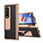 Funda Bumper Lujo Cuero y Plastico Mate Carcasa ZL6 para Samsung Galaxy Z Fold3 5G Negro