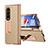Funda Bumper Lujo Cuero y Plastico Mate Carcasa ZL6 para Samsung Galaxy Z Fold4 5G Oro