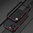 Funda Bumper Lujo Marco de Aluminio Carcasa para Apple iPhone 13 Pro Rojo y Negro