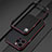 Funda Bumper Lujo Marco de Aluminio Carcasa para Apple iPhone 14 Pro Max Rojo y Negro