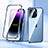 Funda Bumper Lujo Marco de Aluminio Espejo 360 Grados Carcasa LK2 para Apple iPhone 14 Pro Azul