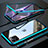 Funda Bumper Lujo Marco de Aluminio Espejo 360 Grados Carcasa M14 para Apple iPhone 11 Pro Max Cian