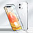 Funda Bumper Lujo Marco de Aluminio Espejo 360 Grados Carcasa N01 para Apple iPhone 12 Plata