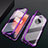 Funda Bumper Lujo Marco de Aluminio Espejo 360 Grados Carcasa T01 para OnePlus 7T Morado