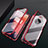 Funda Bumper Lujo Marco de Aluminio Espejo 360 Grados Carcasa T01 para OnePlus 7T Rojo