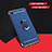 Funda Bumper Lujo Marco de Metal y Plastico Carcasa con Anillo de dedo Soporte A01 para Huawei Honor 8A Azul