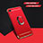 Funda Bumper Lujo Marco de Metal y Plastico Carcasa con Anillo de dedo Soporte A01 para Huawei Honor Play 8A Rojo