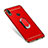 Funda Bumper Lujo Marco de Metal y Plastico Carcasa con Anillo de dedo Soporte A01 para Huawei P Smart+ Plus Rojo