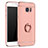 Funda Bumper Lujo Marco de Metal y Plastico Carcasa con Anillo de dedo Soporte A01 para Samsung Galaxy S7 Edge G935F Oro Rosa