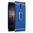 Funda Bumper Lujo Marco de Metal y Plastico Carcasa con Anillo de dedo Soporte A02 para Huawei Mate 9 Azul