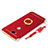 Funda Bumper Lujo Marco de Metal y Plastico Carcasa con Anillo de dedo Soporte y Lanyard para Huawei GR5 Rojo