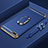 Funda Bumper Lujo Marco de Metal y Plastico Carcasa con Anillo de dedo Soporte y Lanyard para Huawei Honor 7S Azul