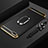 Funda Bumper Lujo Marco de Metal y Plastico Carcasa con Anillo de dedo Soporte y Lanyard para Huawei Honor Play 7 Negro