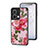 Funda Bumper Silicona Gel Espejo Flores Carcasa para Oppo Reno8 5G Rojo