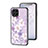 Funda Bumper Silicona Gel Espejo Flores Carcasa para Samsung Galaxy M53 5G Purpura Claro