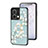 Funda Bumper Silicona Gel Espejo Flores Carcasa S01 para Oppo Reno8 5G Cian
