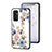 Funda Bumper Silicona Gel Espejo Flores Carcasa S01 para Samsung Galaxy F13 4G Blanco